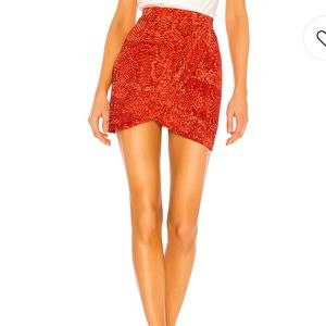 NBD REVOLVE Tamar Skirt in Red Orange Snake
